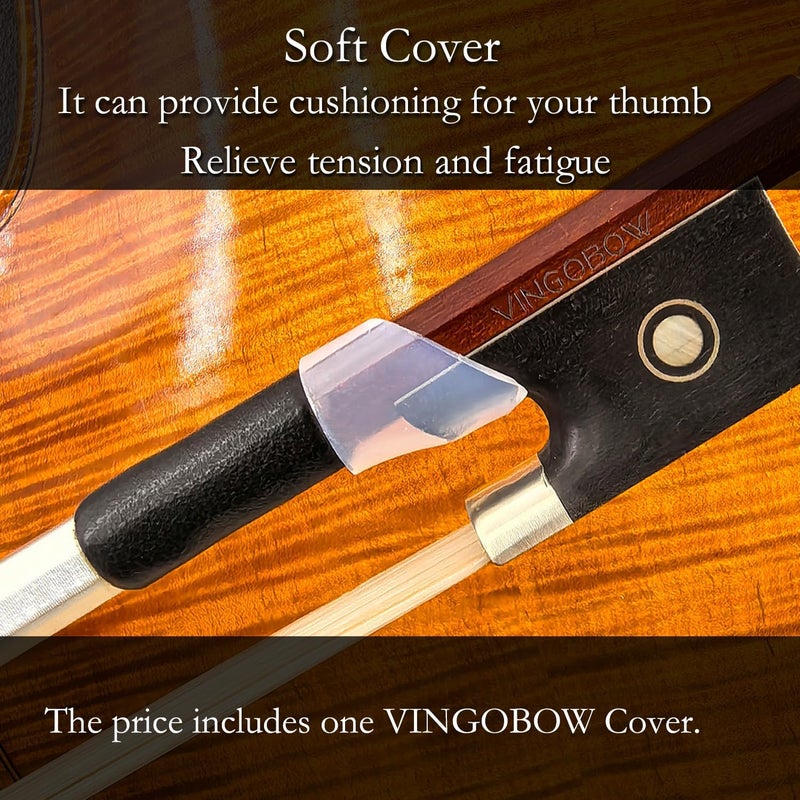 VINGOBOW قوس فيولا من خشب البرازيل بحجم كامل 14"-17" بطول 74.5 سم مع ضفيرة من الأبنوس وشعر حصان أبيض منغولي طبيعي متوازن جيدًا ونغمة عذبة - Image 2